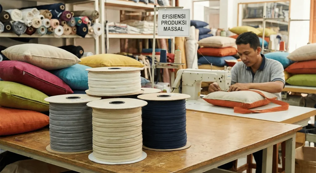 Zipper Roll Meteran: Tips Hemat Produksi Bantal Sofa Massal