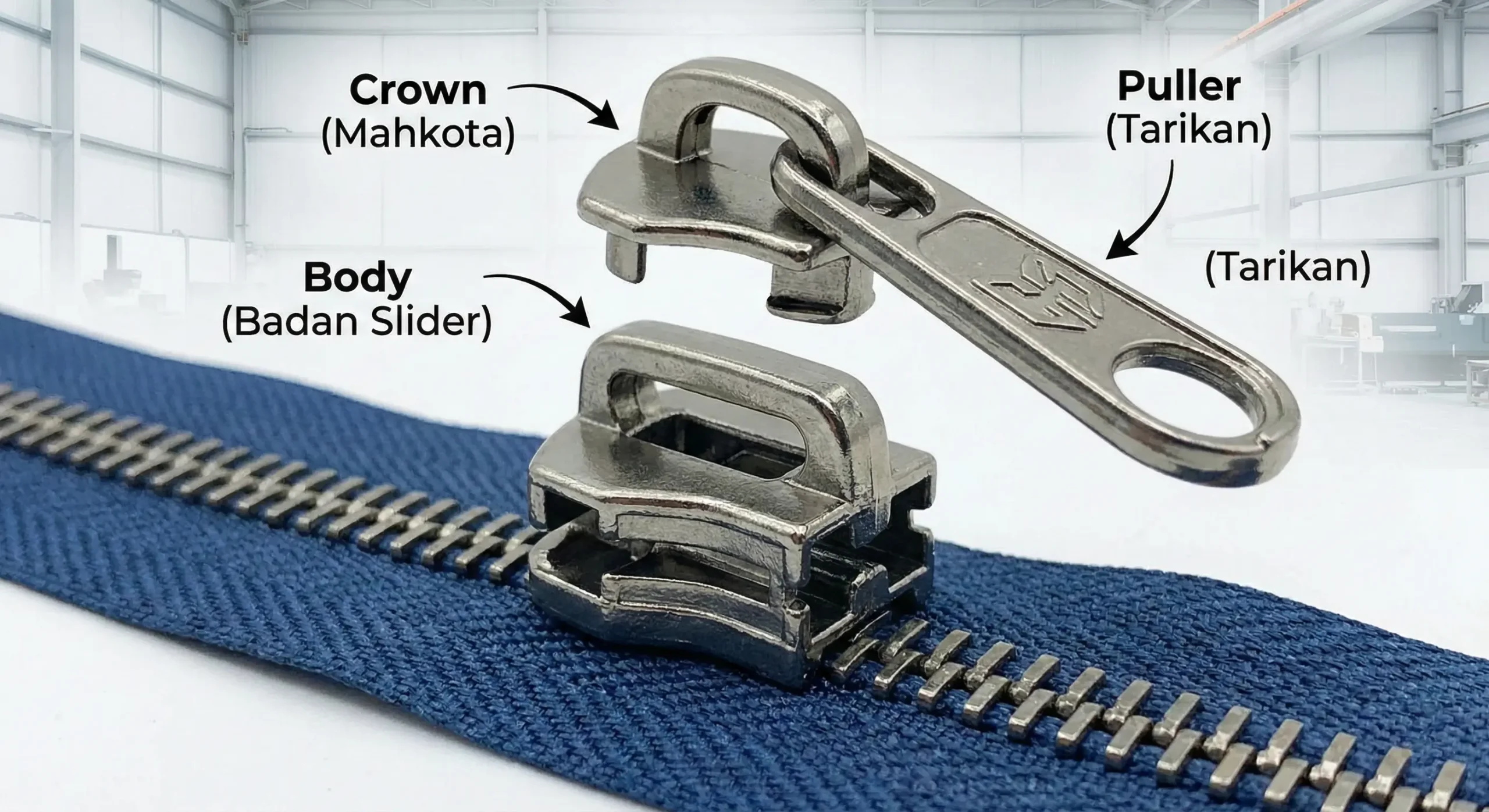 Anatomi Slider Zipper: Bedanya Puller, Body, & Crown (Jangan Salah Pesan!)