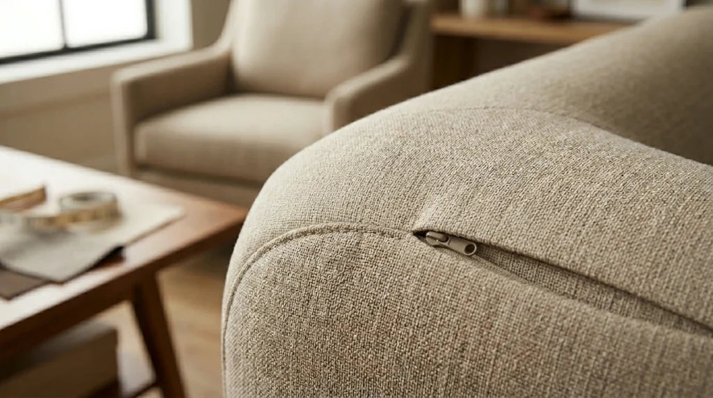 zipper sofa kursi custom spesifikasi panduan memilih tipe dan ukuran resleting untuk produksi furniture custom Indonesia