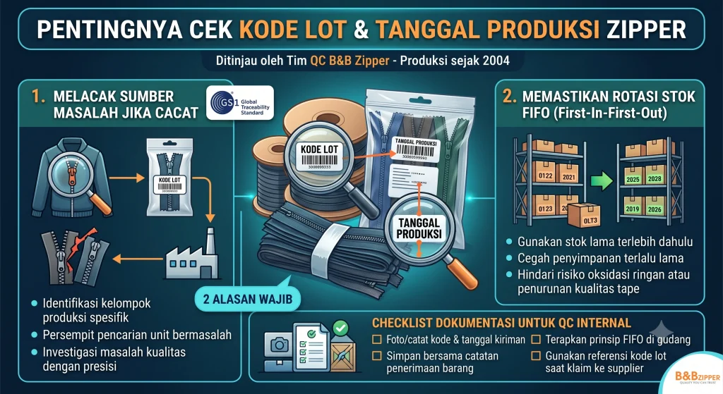 Kode Lot dan Tanggal Produksi Zipper: 2 Alasan Wajib Dicek