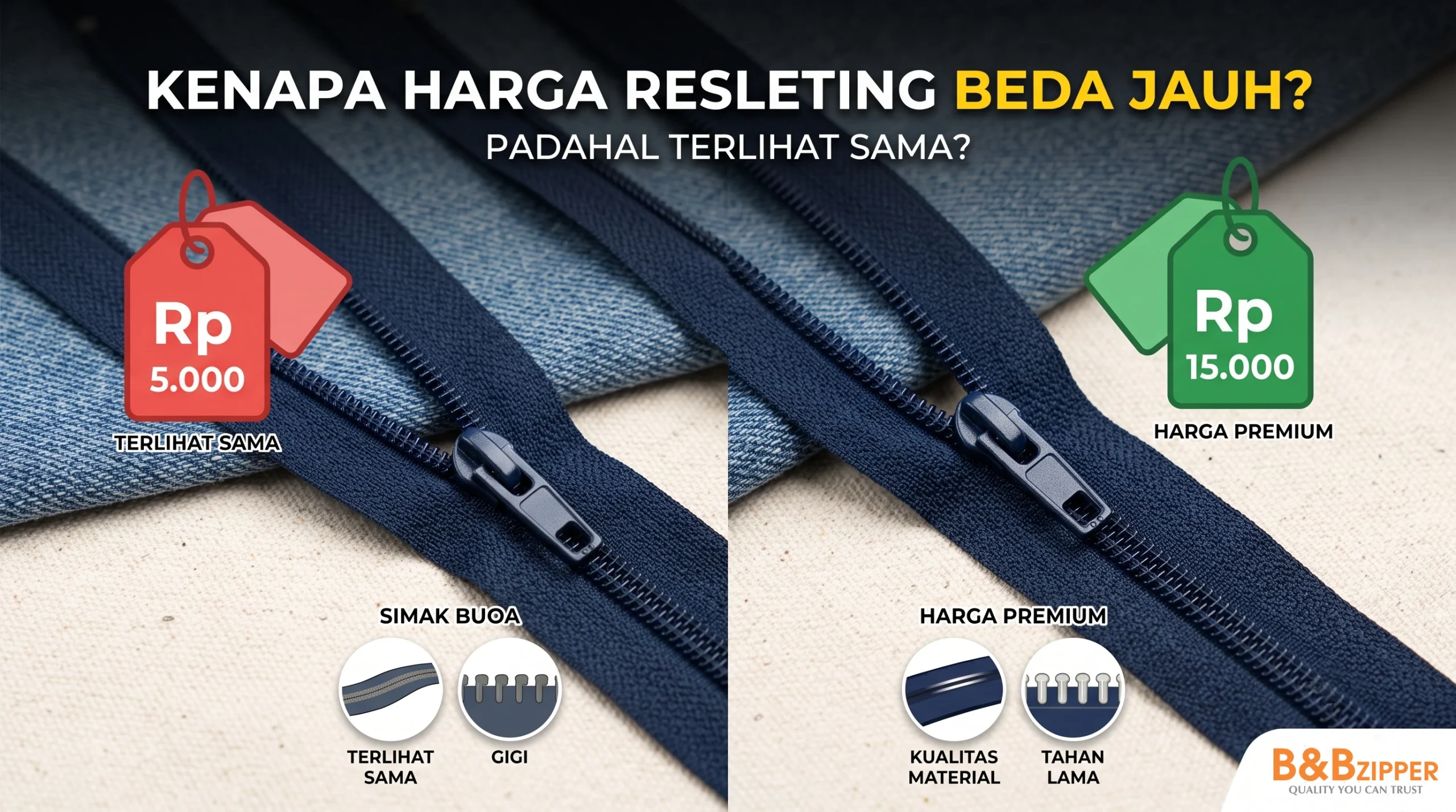 Kenapa Harga Resleting Bisa Beda Jauh? Ini 4 Faktor Utama