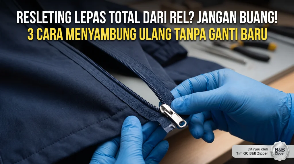 Resleting lepas total dari rel dengan gigi terpisah di bagian bawah dekat bottom stop
