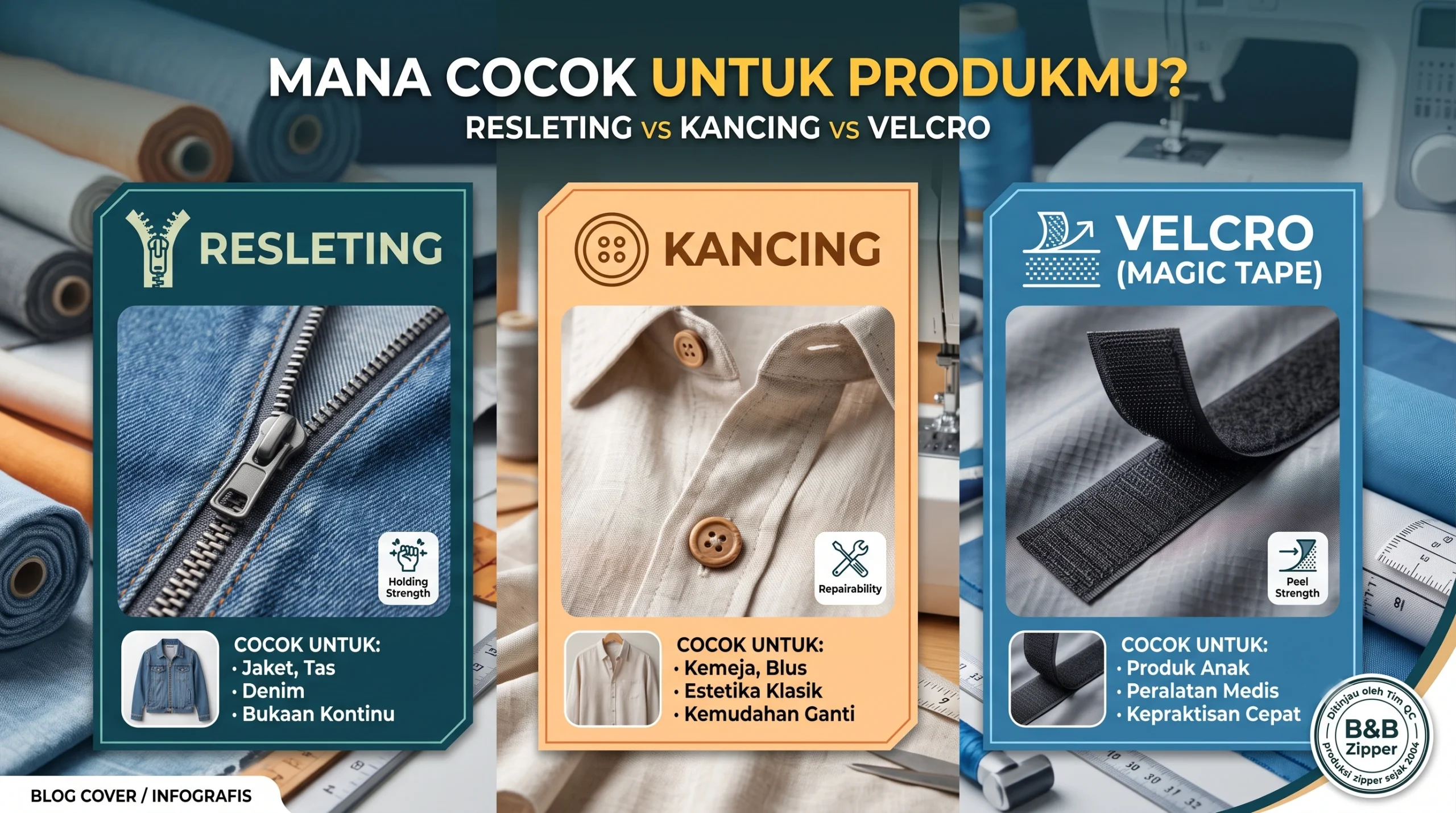Resleting vs Kancing vs Velcro: 3 Faktor Penentu Pilihan