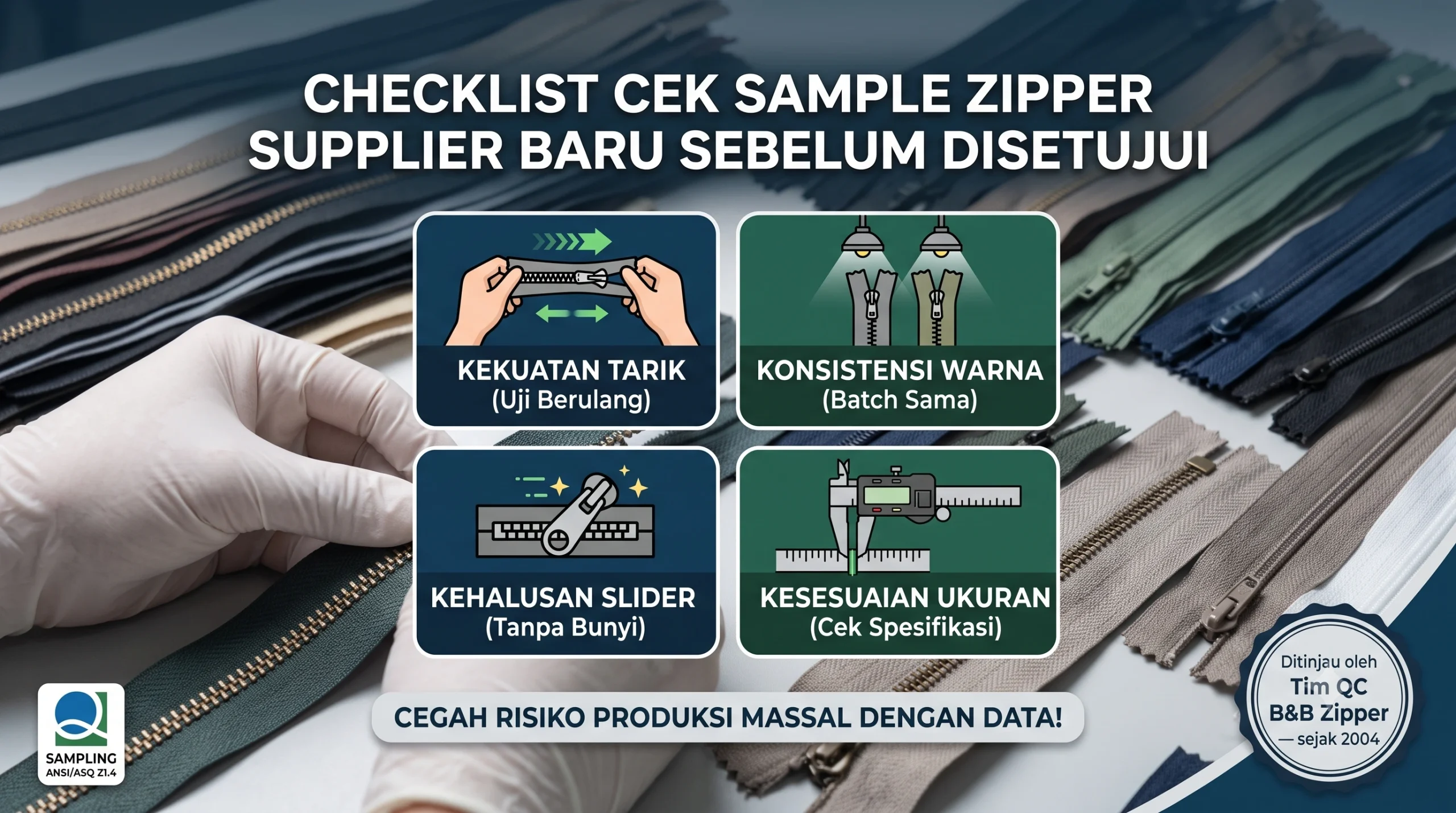 Checklist Cek Sample Zipper Supplier Baru: 4 Hal Wajib Dicek