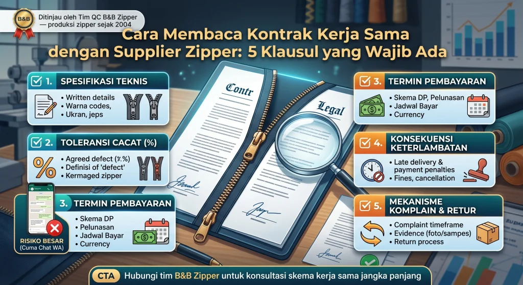 Kontrak Kerja Sama Supplier Zipper: 5 Klausul Wajib Ada