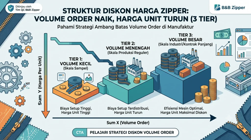 struktur diskon harga zipper berdasarkan volume order
