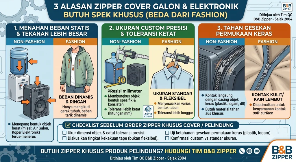 zipper cover elektronik spesifikasi khusus non fashion