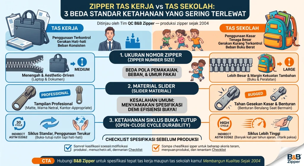 Zipper Tas Kerja vs Tas Sekolah: 3 Beda Standar Ketahanan