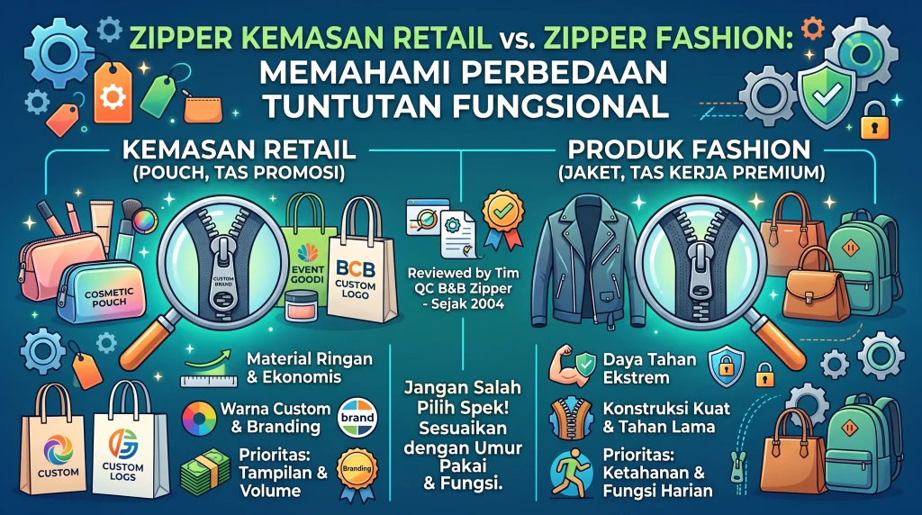 Zipper untuk Pouch dan Tas Promosi: Beda dari Fashion