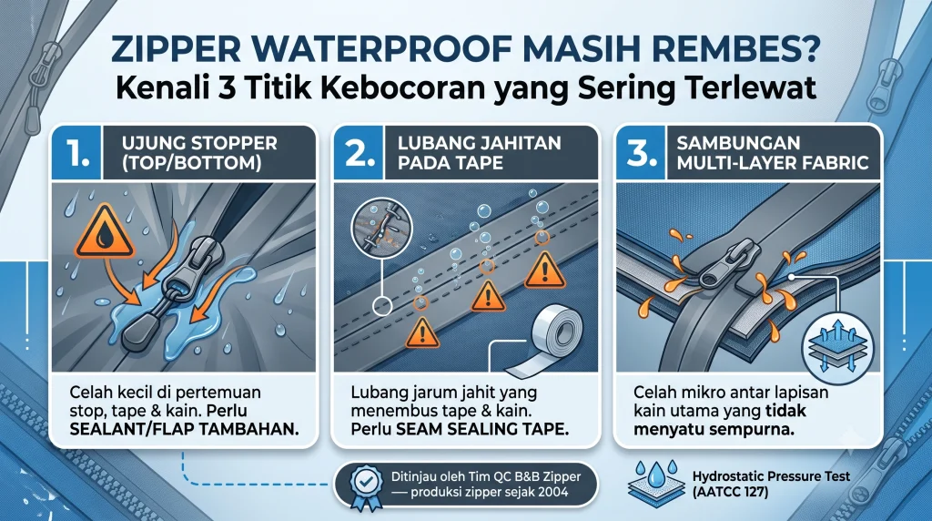 Zipper Waterproof Rembes? 3 Titik Bocor yang Terlewat
