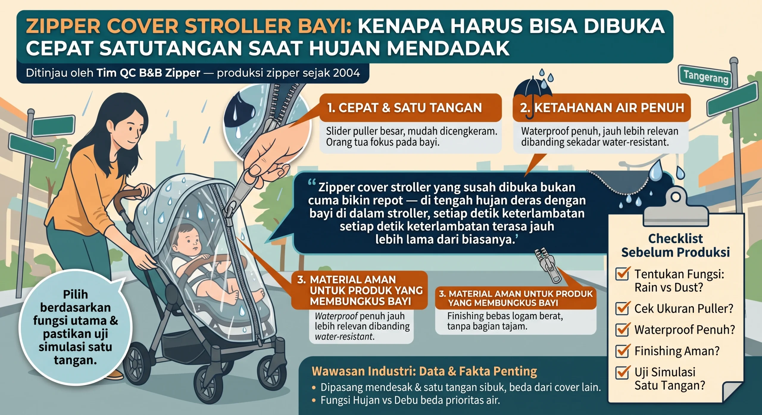 Zipper Cover Stroller Bayi: Wajib Cepat Dibuka 1 Tangan