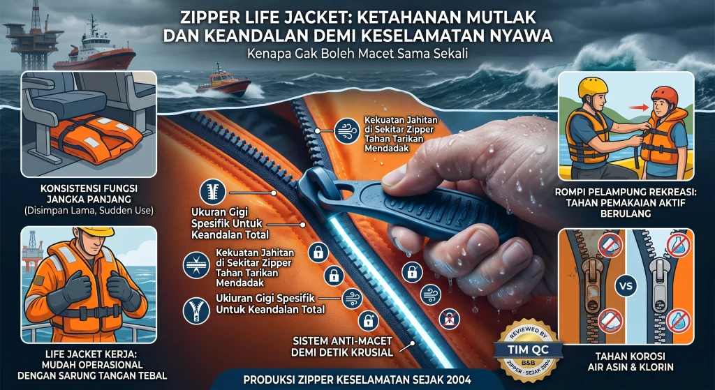Zipper Life Jacket dan Rompi Pelampung: Wajib Tau 3 Kebutuhan Spesifik ini