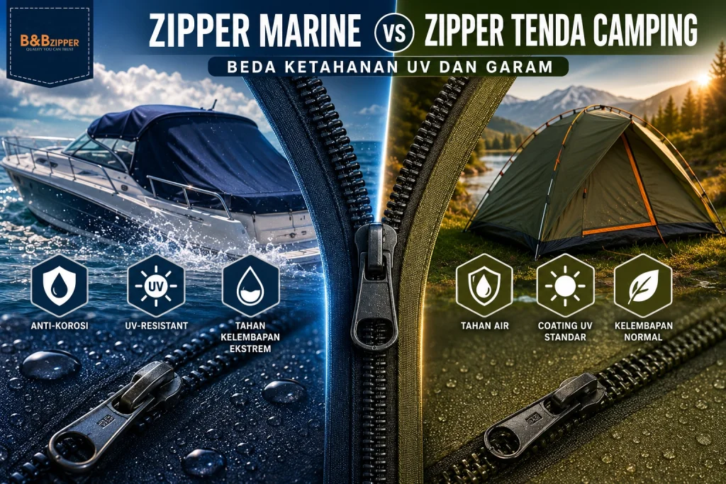Zipper Marine dan Zipper Tenda Camping: Beda UV dan Garam