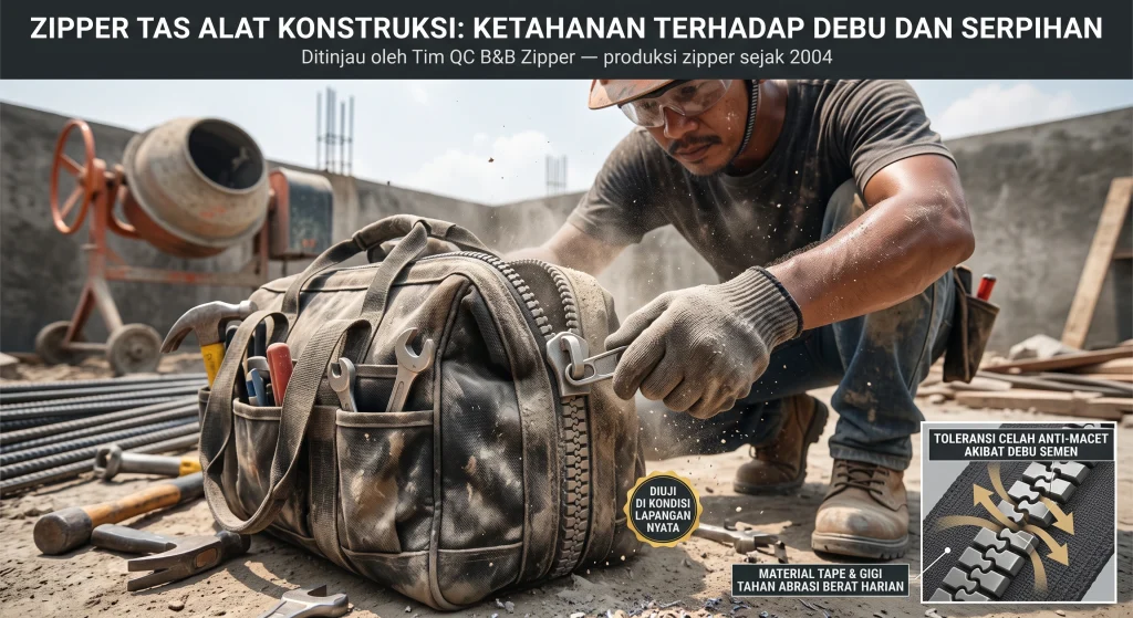 Zipper Tas Alat Konstruksi: Tahan Debu & Serpihan