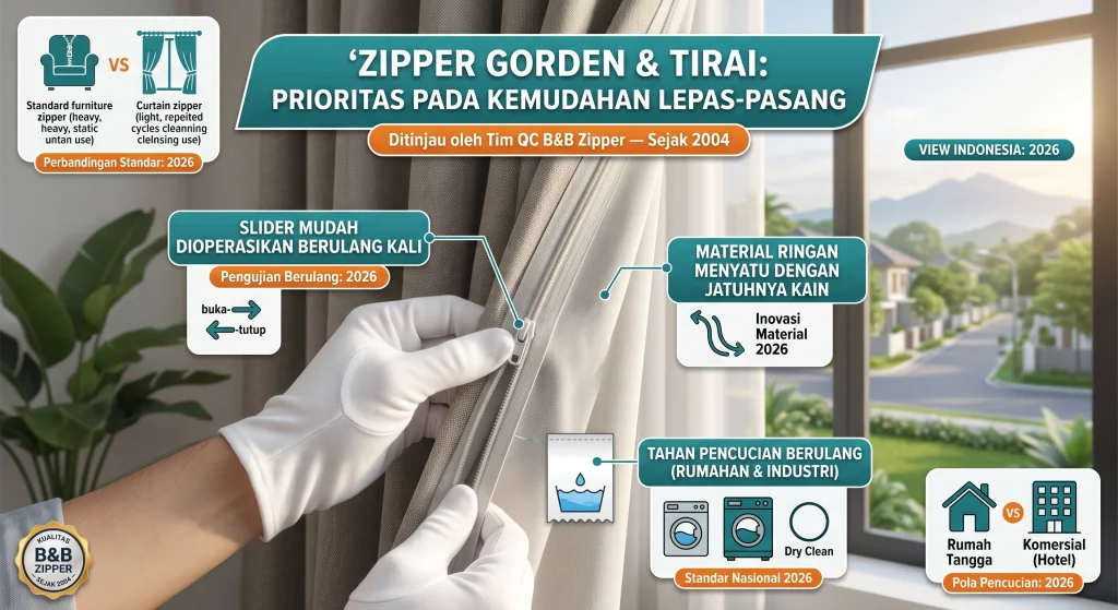 Zipper untuk Gorden dan Tirai: 3 Spesifikasi yang harus diperhatikan