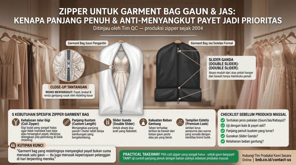Zipper untuk Garment Bag Gaun dan Jas: 5 Wajib Tahu